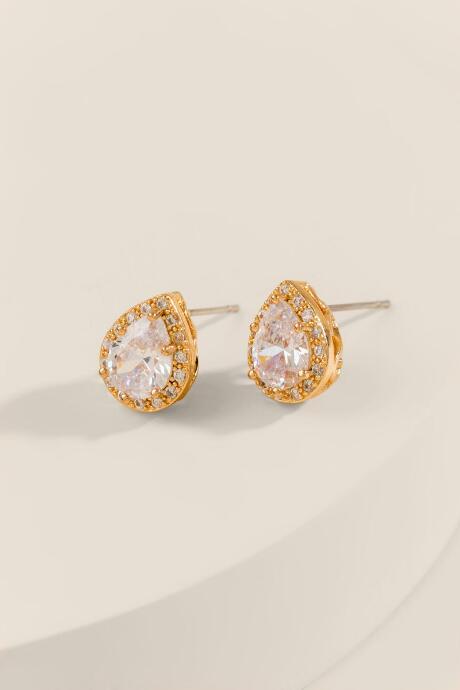 Francesca's Karen Cubic Zirconia Teardrop Studs - Crystal