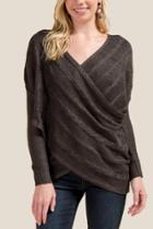 Francesca's Marley Wrap Cable Knit Sweater - Gray