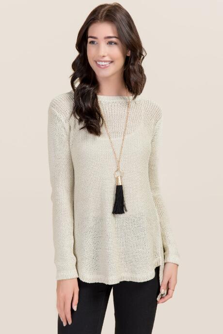 Francesca's Luci Cross Back Sweater - Taupe