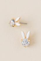 Francesca's Bunny Cubic Zirconia Stud Earring - Crystal