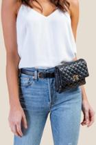 Francesca's Sadie Quilted Convertible Belt Bag - Black