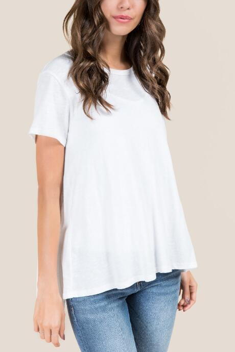 Francesca's Mila Split Back Basic Tee - Ivory