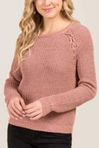Alya Ronda Lace Up Pullover Sweater - Pink