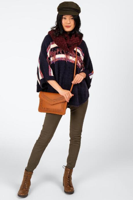 Francesca's Chenille Cable Knit Scarf - Wine