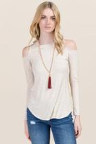 Ayla Marsha Cold Shoulder Scoop Neck Top - Heather Oat
