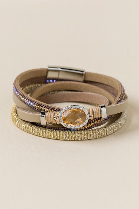 Francesca's Claire Stone Wrap Bracelet - Crisp Champagne