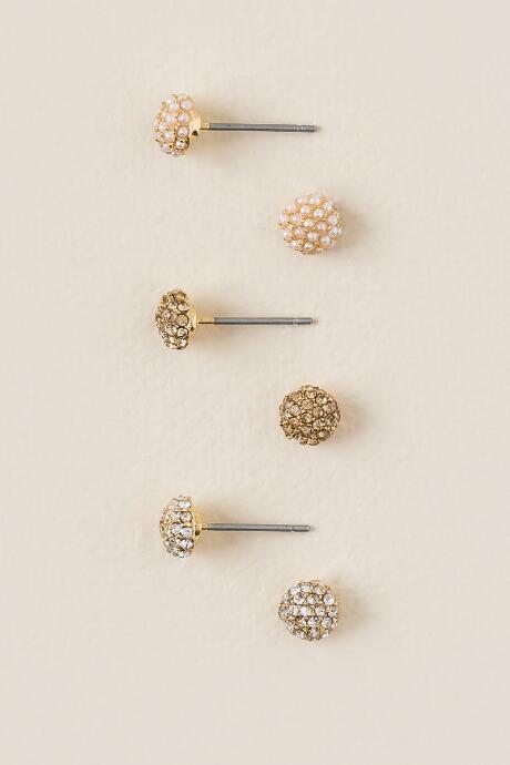 Francesca's Sawyer Pav Dome Stud Earring Set - Multi