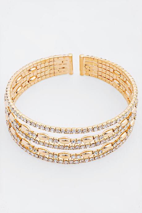 Francesca's Kaitlin Beaded Crystal Cupchain Cuff - Gold