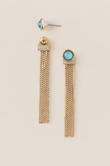 Francesca's Ramona Opal Chain Tassel Earring - Gold