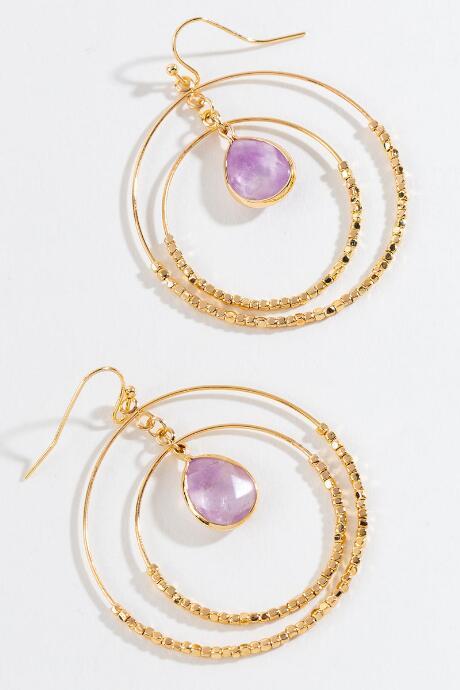 Francesca's Jenny Stone Circle Drop Earrings - Purple