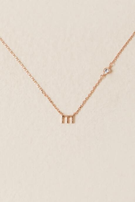 Francesca's M 14k Initial Necklace In Rose Gold - Rose/gold