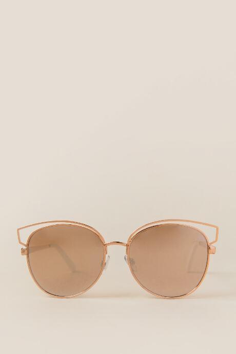 Francesca's Gizele Flat Lens Sunglasses - Rose/gold