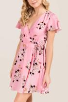 Francesca's Shannon Floral Wrap Dress - Pink