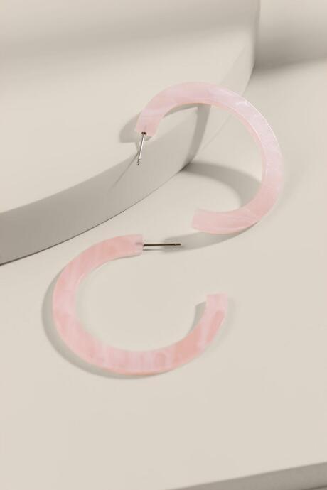 Francesca's Ariana Flat Hoop Earrings - Blush