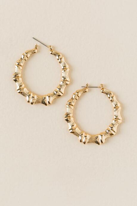 Francesca's Jennifer Bamboo Hoop Earring - Gold