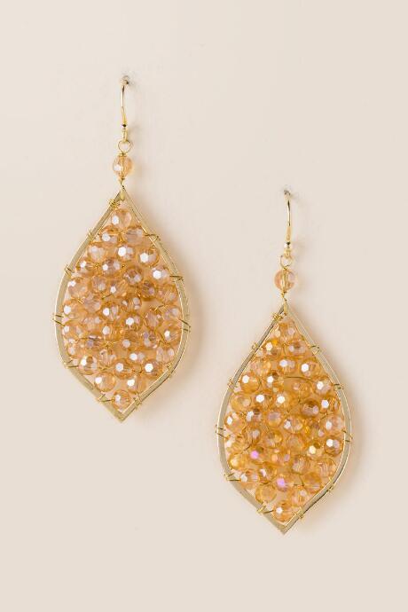 Francesca's Arie Glass Beaded India Drop Earring - Crisp Champagne