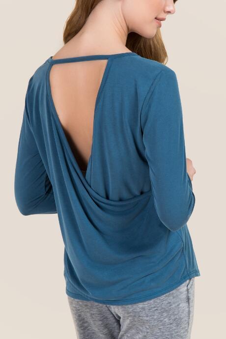 Francesca's Rosella Open Back Cupro Top - Peacock