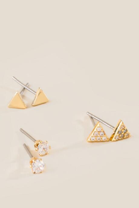 Francesca's Hillary Triangle Stud Earring Set - Crystal