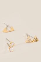 Francesca's Hillary Triangle Stud Earring Set - Crystal