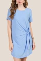 Francesca's Skye Knot Front Shift Dress - Oxford Blue