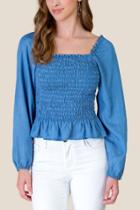Francesca Inchess Savannah Smocked Blouse - Medium Wash