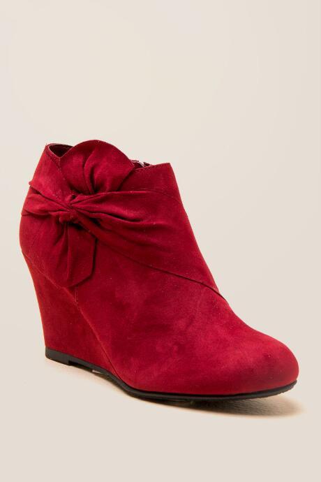 Cl By Laundry Vivid Bow Wedge Ankle Boot - Red