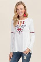 Miami Gigi Floral Embroidered Top - Ivory