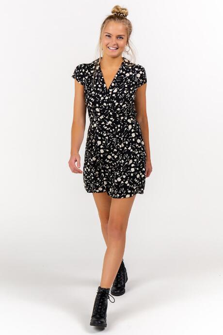 Francesca's Ina Floral V-neck Dress - Black