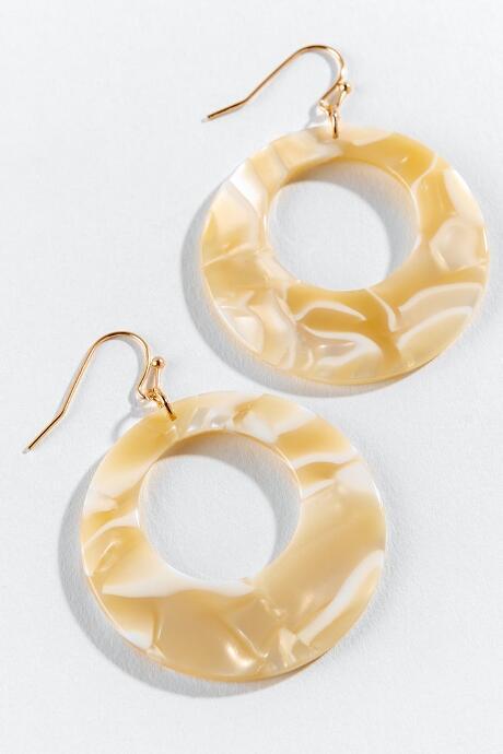 Francesca's Laura Marbled Resin Drop Earrings - Ivory