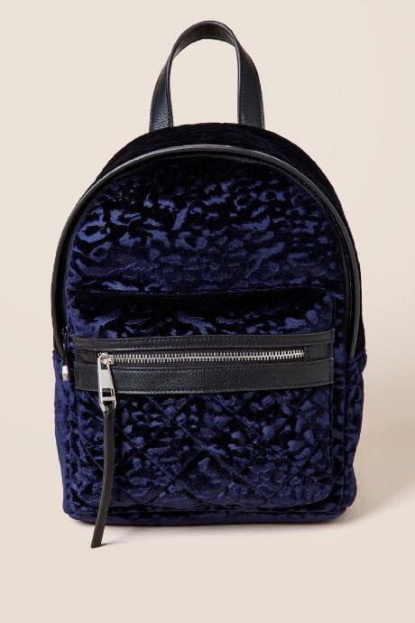 Francesca's Carla Cheetah Velvet Backpack - Navy