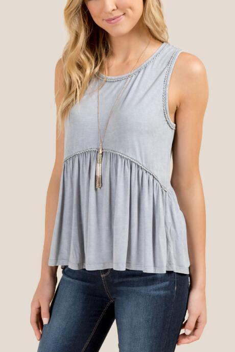 Francesca Inchess Joanne Peplum Tank Top - Gray