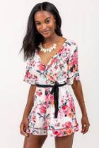 Francesca Inchess Alice Floral Ruffle Romper - Ivory