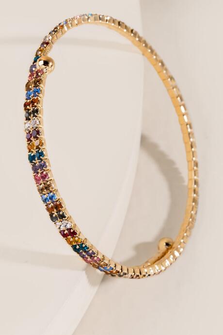 Francesca's Annette Rainbow Crystal Bangle Bracelet - Multi