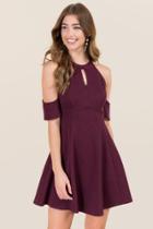 Francesca's Alessa Keyhole A-line Dress - Purple
