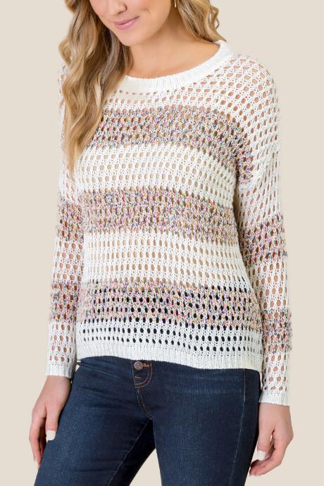 Francesca's Trinity Open Stitch Pullover Sweater - Ivory