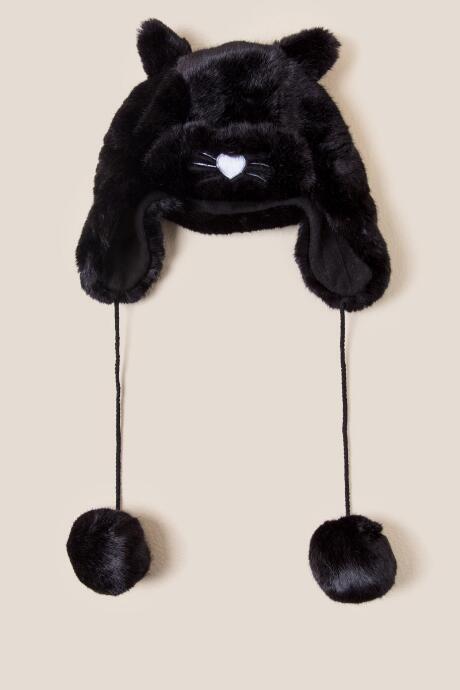 Francesca's Trudy Faux Fur Cat Trapper Hat - Black