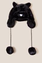 Francesca's Trudy Faux Fur Cat Trapper Hat - Black