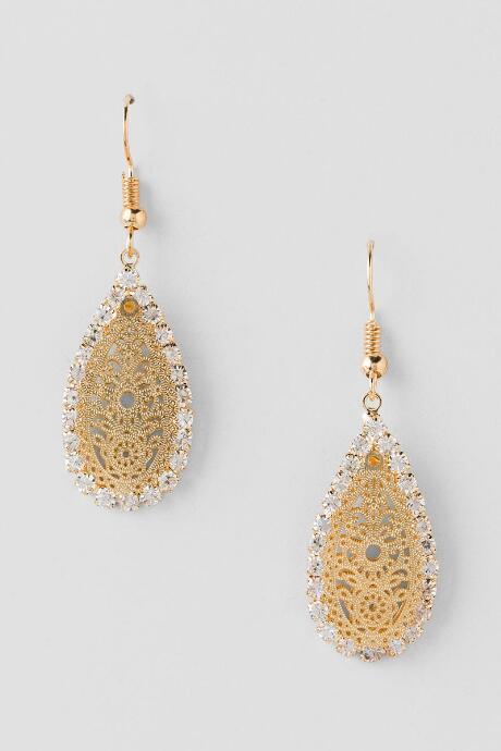 Francesca's Arcadia Fine Filigree Teardrop - Gold