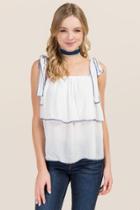 Blue Rain Violet Layered Tie Tank - White