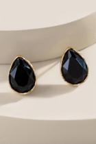 Francesca's Regina Faceted Teardrop Stud Earrings - Black