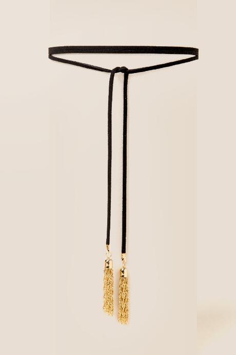 Francesca's Emma Suede Self-tie Choker In Black - Black