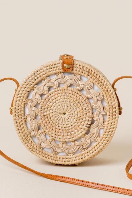 Francesca's Ophelia Braided Rattan Crossbody - Natural