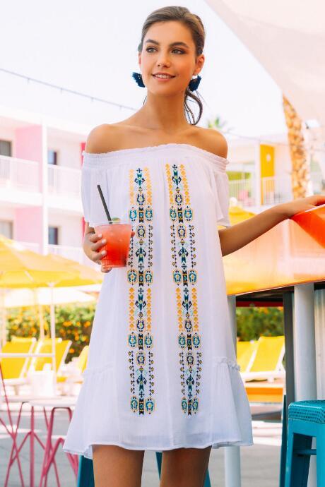 Francesca Inchess Hilary Off Shoulder Shift Dress - White