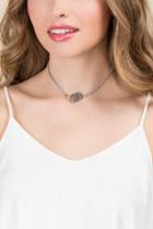 Francesca's Isolde Suede Stone Choker - Gray
