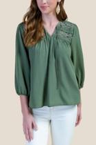 Francesca's Kennedy Crochet Blouse - Olive