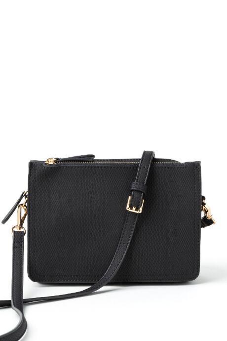 Francesca's Kate Snakeskin Crossbody - Black