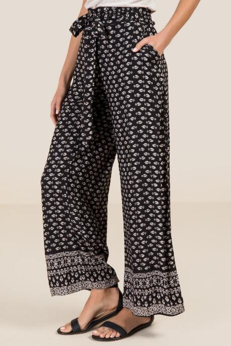 Francesca's Piper Tie Waist Palazzo Pants - Black