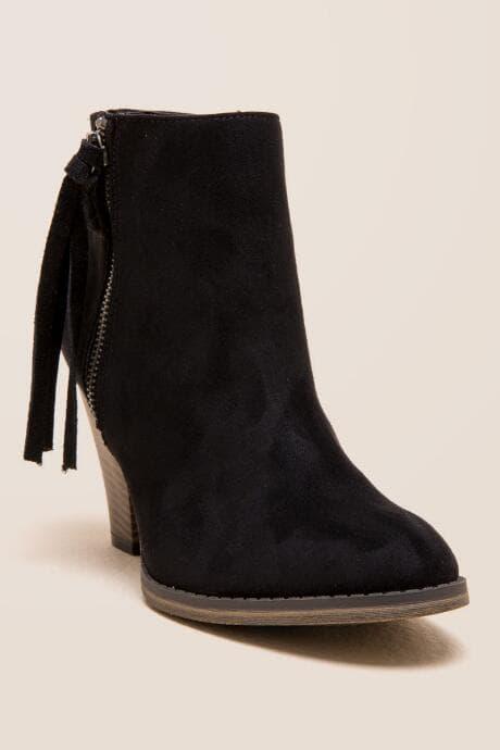 Mia Finnegan Braided Tassel Ankle Boot - Black