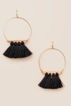 Francesca's Brennan Tassel Hoop Earring In Black - Black