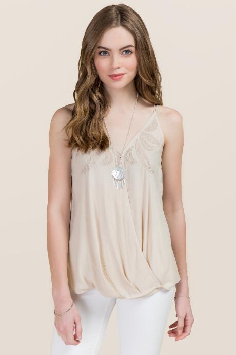Blue Rain Brodie Embroidered Surplus Tank - Natural